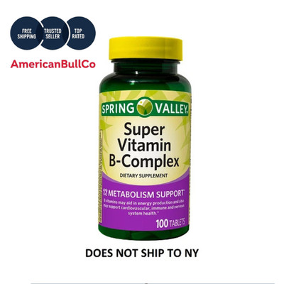 Spring Valley Super B-Complex Vitamin Tablets, Energy Support, 100 Ct
