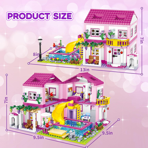 Pink Girls Summer Villa Friends Building Set Compatible with Lego Friends Constr - Picture 4 of 12