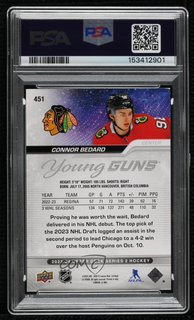 2023-24 Upper Deck Series 2 Young Guns Connor Bedard #451 Rookie RC 1uh5 view 2