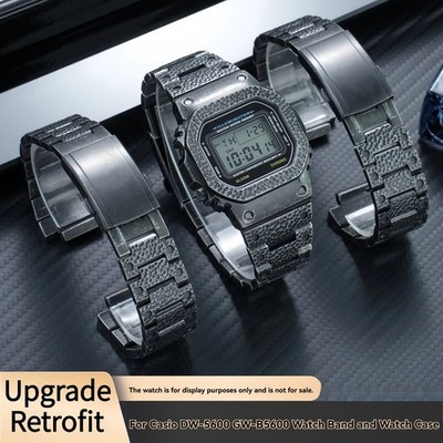 For Casio DW5600 GW-B5600 Modified Stainless Steel Watch Strap Titanium Case Men