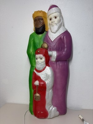 3 kings Lighted Don Featherstone Blow Mold Vintage Holiday Decor  40''