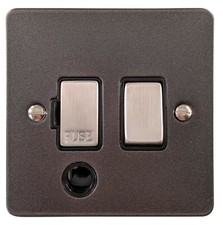 G&H FP356 Flat Plate Pewter 1 Gang Fused Spur 13A Switched & Flex Outlet