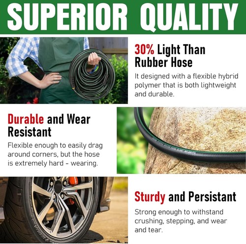 Heavy Duty Garden Hose 25Ft, NON-EXPANDABLE Flexible Water Hose, Kink Resistant - Picture 9 of 10