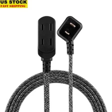 3 Outlet Extension Cord 8ft Power Strip Indoor Flat Plug Braided Durable Design