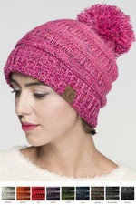 C.C Unisex Exclusive Confetti Knitted Beanie Hat Cap with Knit Pom Pom