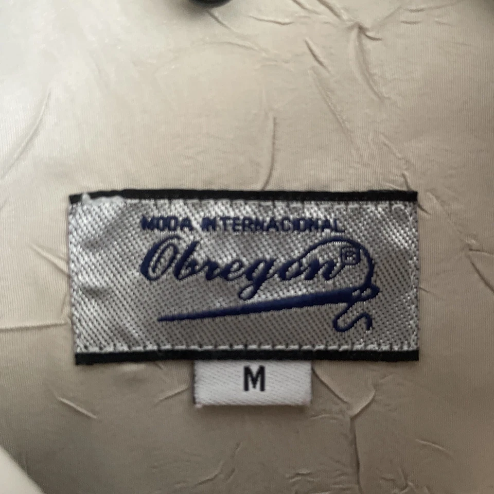 Moda International  Button Shirt Mens Medium Beige Long Sleeve Textured - Image 4 of 4