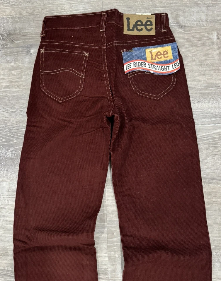 Calças/jeans vintage de veludo cáqui infantil Lee 27x34 fabricados nos EUA - Imagem 4 de 4