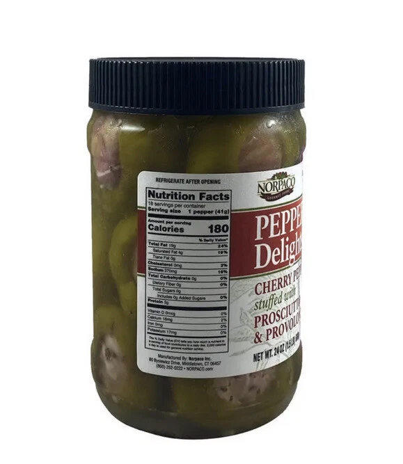 Norpaco Prosciutto and Provolone Stuffed Green Cherry Peppers 24 oz 6 JARS - Image 2 of 4