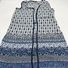 Naif Shift Dress Women's Petite Small Sleeveless Relaxed Boho Floral White Blue