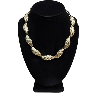VTG Coro Des Pat Pend Gold Tone Statement Necklace Chunky Textured Jewelry 8in L