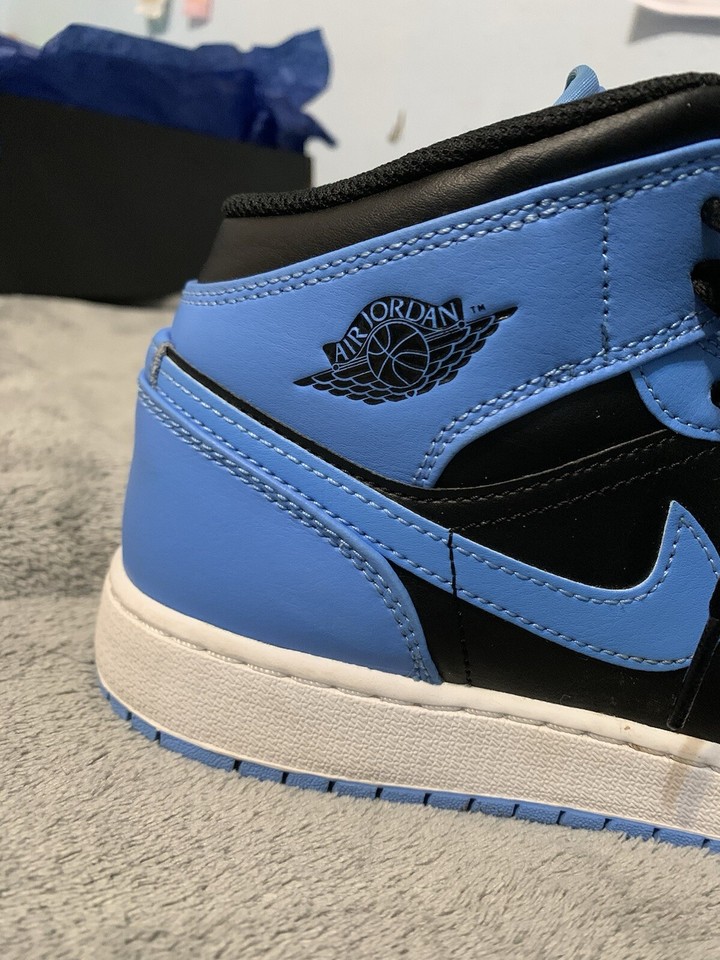 Air Jordan 1 Mid University Blue Black White DQ8423401 Men's Size 7