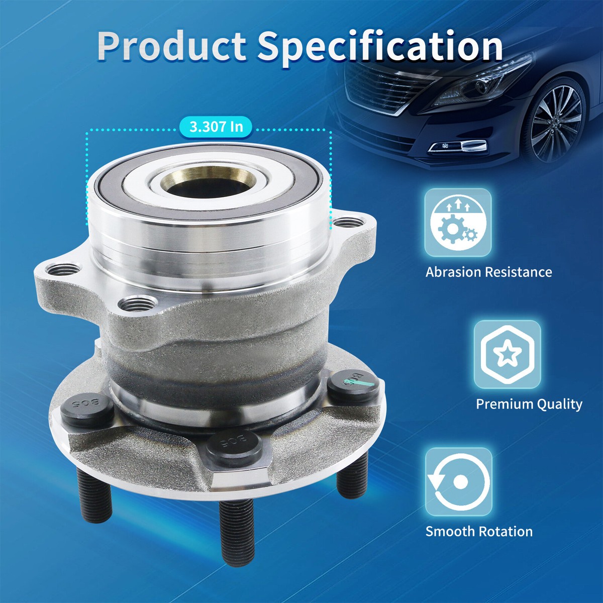 Rear Wheel Bearing & Hub Assembly For Subaru Forester, Impreza, Crosstrek (2012-2020) – 5-Lug, Non-ABS