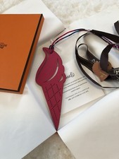 Herm s Petit H Ice Cream Gelato Leather Bag Charm Rose Poupre/Gris Perle NEW
