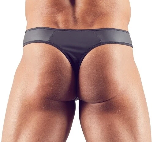 Sexy Männer Dessous String Erotik Tanga Slip in matter Neopren-Optik Schwarz - Bild 3 von 4