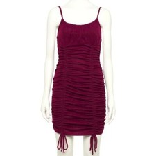 NEW in Plastic! Wine Colored Ruched Front Bodycon Dress Size M