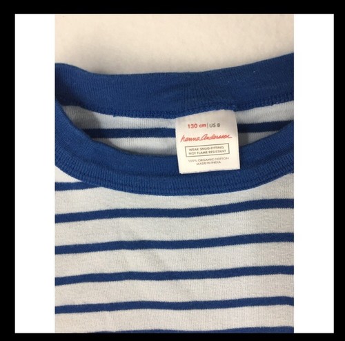 Unisex Hanna Andersson blue striped bunny pajamas 2 piece organic cotton sz 8 - Picture 2 of 6