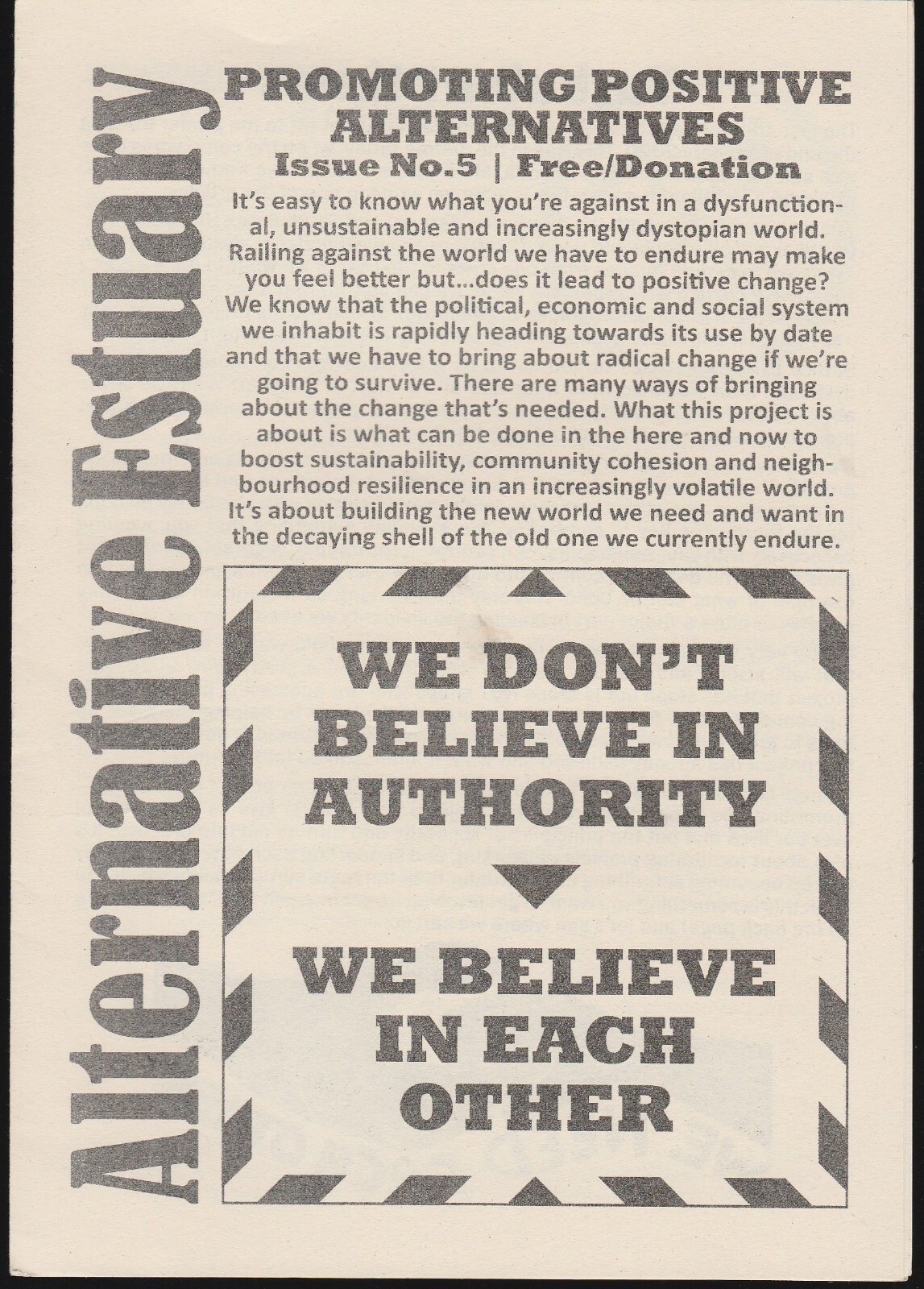 ALTERNATIVE ESTUARY. No 5. 2020 Anarcho, radical, anarchist agitational paper