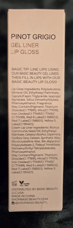 Basic Beauty Lip Kit NIB Pinot Grigio Gel Liner & Lip Gloss - Image 3 of 4