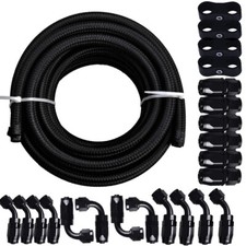 6an 8an 10an 10ft 20ft Cpe Braided Nylon Fuel Line Kit Hose End Fittings Black