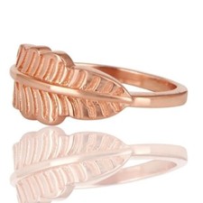 Rose Gold Plated Sterling Silver Plain Handmade Leaf Designer Ring Jewelry