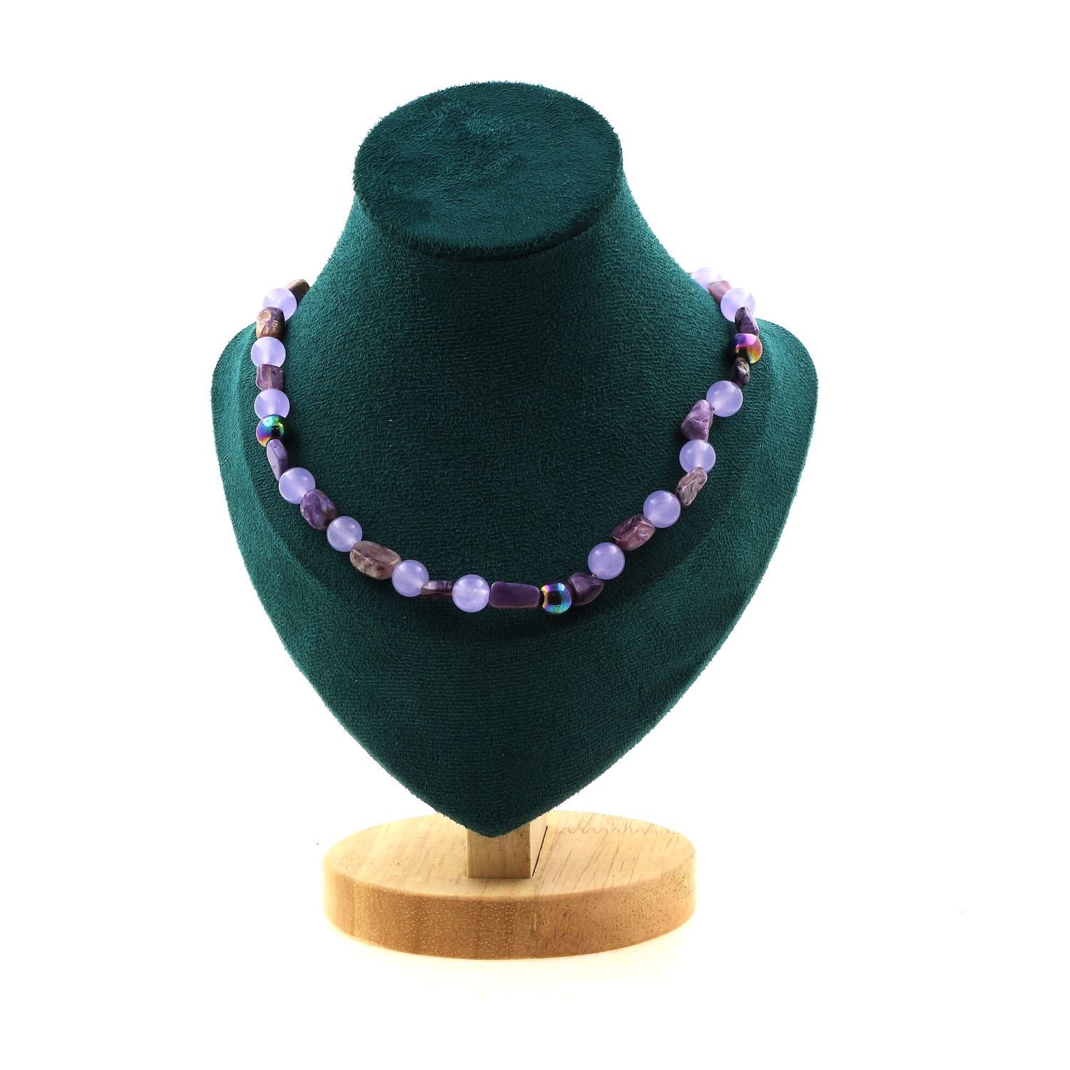 Collier charoïte de Russie authentique, parure quotidienne en calcédoine violette