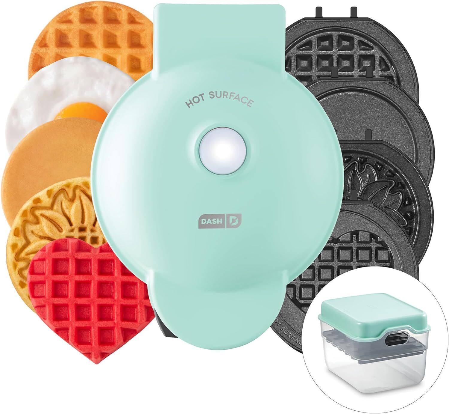 DASH Multimaker Mini Waffle Maker with 6 Removable 4” Plates and Storage Case-image