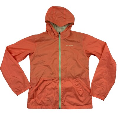 Columbia Orange Lightweight Windbreaker Rain Jacket Nylon Zip