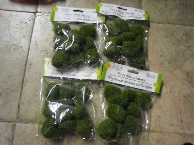 New ! 4 X 10 count Floral Garden Faux Moss Stones 