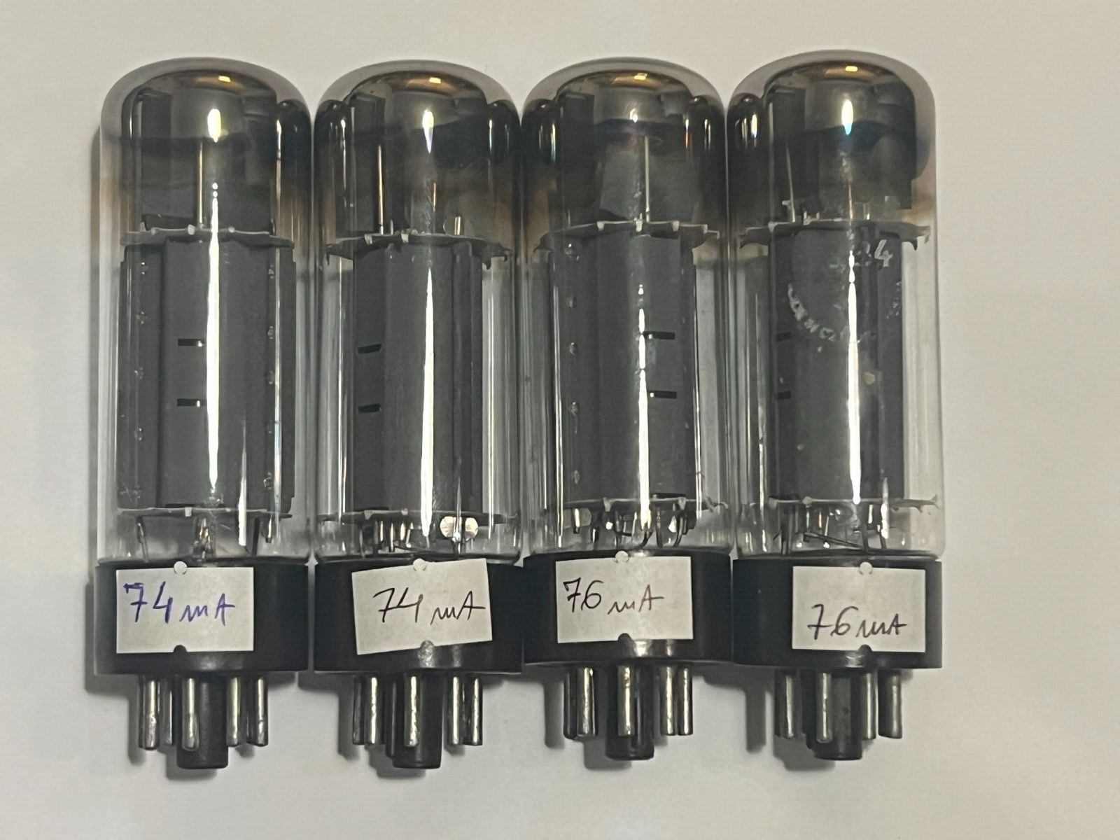 EL34 6CA7 TESLA - Brown Base  Matched Quad - stable in manual bias NOS 70's