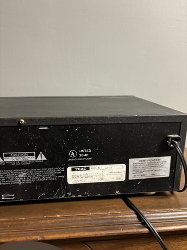 VTG TEAC Model # AD-3 CD Player Reverse Cassette Deck Tested WORKING Black Nice - Afbeelding 10 van 12