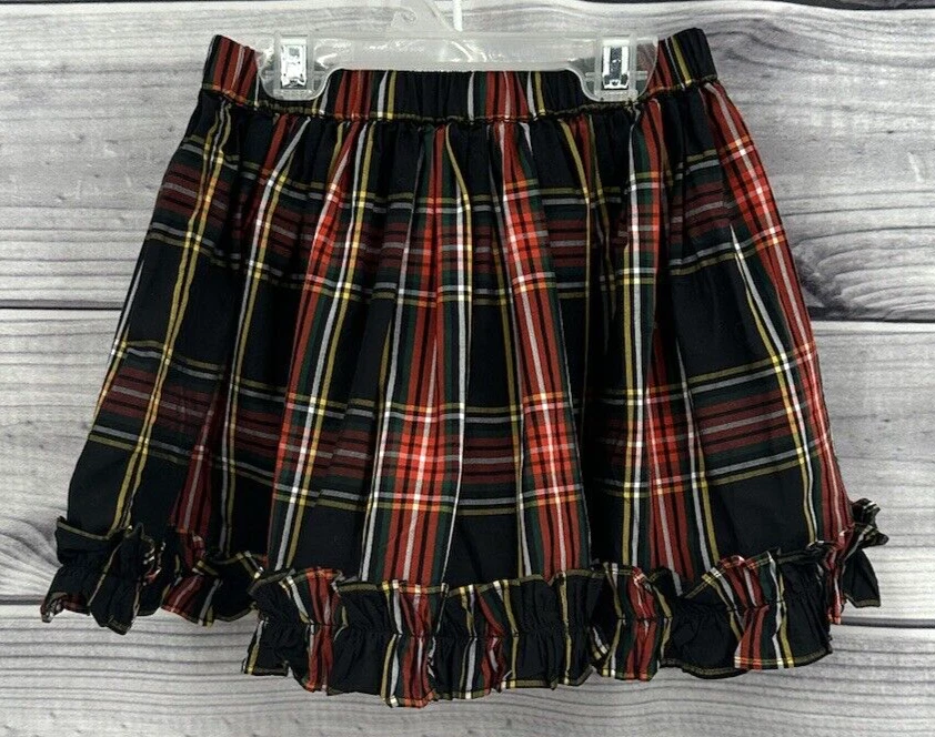 CREWCUTS J экипажа клетку праздник оборки юбка маленькая девочка XS 4-5 черный / красный - Изображение 3 из 4