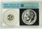 ROOSEVELT DIME 10c WAFFLE CANCELED ERROR COIN IN A GLOBAL CERTIFICATION HOLDER