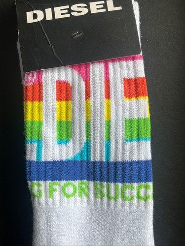 Diesel Pride Printed Crew Socks, White, Socks Sz L (9 1/2 - 12) $16.00 Unisex - Picture 3 of 5