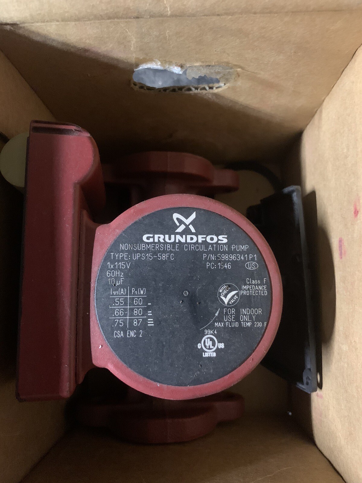 Grundfos UPS1558FC 3Spd Circulator Pump eBay