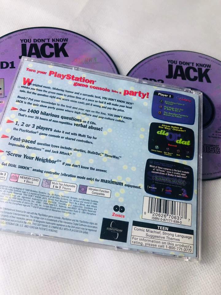 Video Game Playstation 1 PS1 You Dont Know Jack CD Vintage Retro - Image 2 of 4