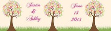 100 Floral Tree Wedding Anniversary Shower Occasion Water Bottle Labels 8"x2"