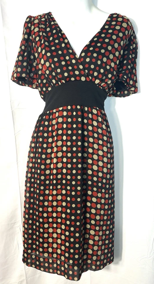 Vestido Babydoll Vintage Cato Y2K Lunares Talla 12 Marrón Hada Grunge Capricho Foto 3 de 4