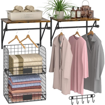 #ad Laundry Room Shelves Wall Mounted with Wire Baskets Over the Washer and Drye... $64.19