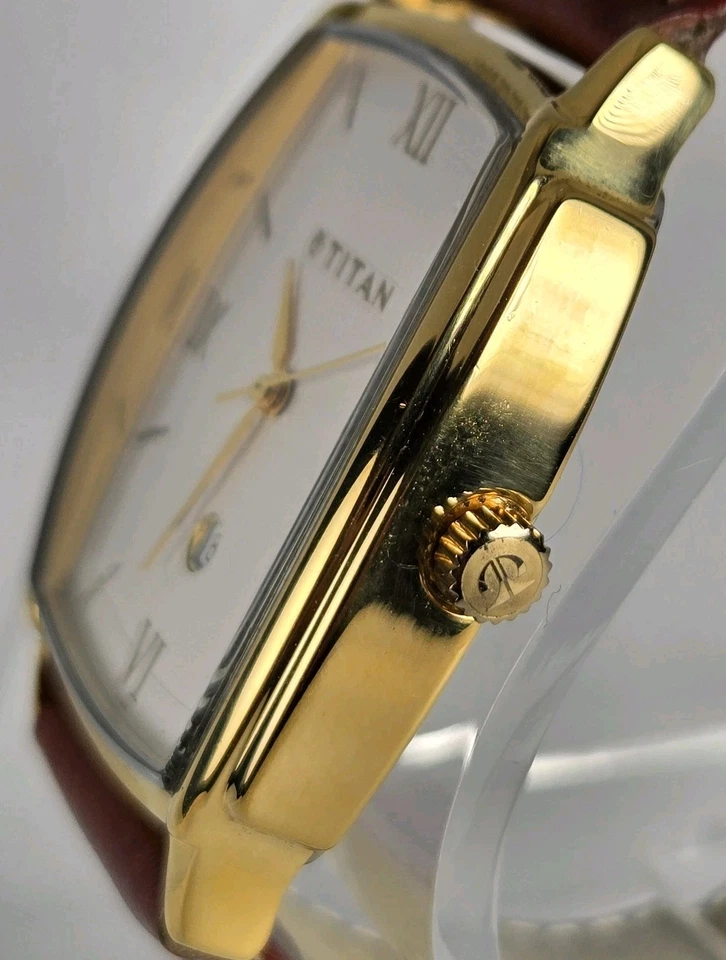 TITAN HOMBRE HECHO EN LA INDIA 32X37 ACERO INOXIDABLE ST RESPALDO RESISTENCIA AL AGUA 50M CORREA DE CUERO Foto 3 de 4