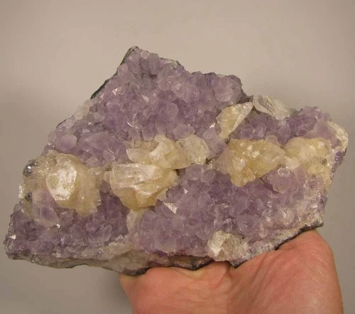 7.8" AMETHYST w/ CALCITE Crystals Cluster - Brazil - 2.5 lbs.