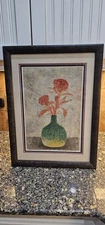 Signed YUKIO KATSUDA 42/100 #78 Vase With CHRYSANTHEMUM Still Life Stencil Print