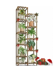 Bamworld Plant Stand Indoor Outdoor 11 Tier Tall Large Wood Plant Shelf