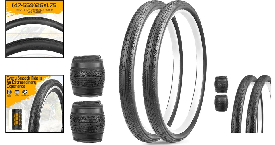 2er Pack Fahrradreifen 26 Zoll Gummi Slim Offroad Fahrrad Mantel - Bild 2 von 4