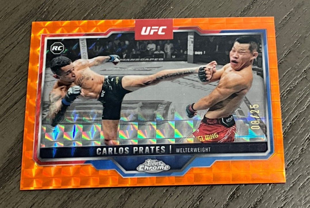 2025 Topps Chrome UFC # 40 Carlos Prates Orange Geometric Refractor /25 Rookie
