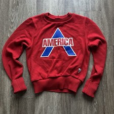 VINTAGE American Varsity Spirits Sweatshirt Kid’s MEDIUM Red Made in USA SZ 36
