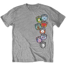 Image of Official BT21 T Shirt BTS Hero Badges K-Pop Koya Rj Shooky Official Unisex Grey