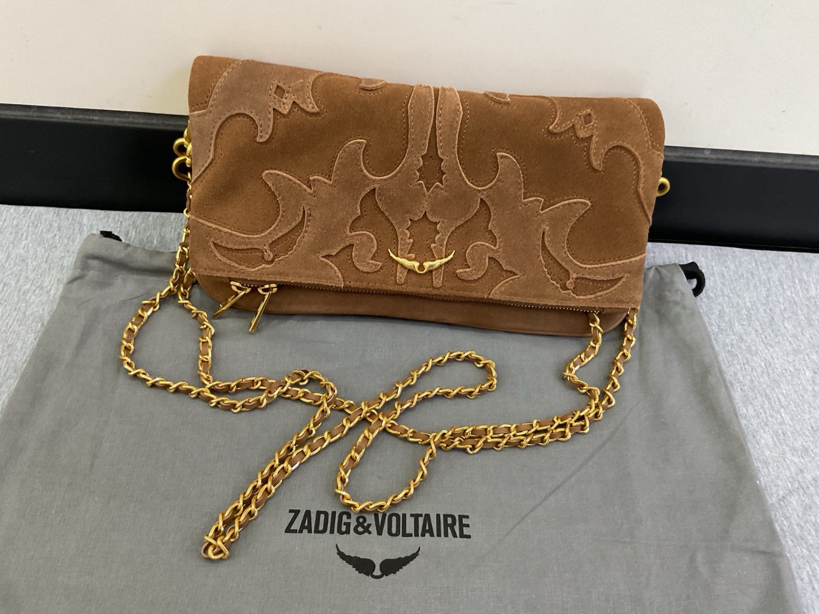 🎁NEW Women Zadig&Voltaire 28CM Suede Cattle Leather Shoulder Bag Crossbody Bag