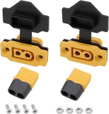 2 Set XT60 Plug Kit XT60E-F Female Panel Mount XT60H-M Male with Black Rubber Ca