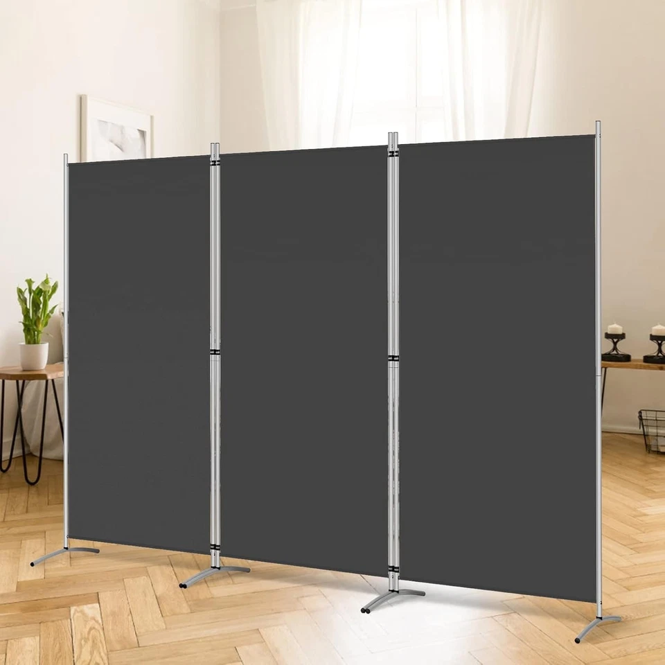 3 Panel Folding Privacy Screen - 6 Ft Tall Freestanding Room Divider - Black - Image 3 of 4
