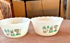 2 Vintage Fire-King “Blue Heaven” Milk Glass Custard Cups